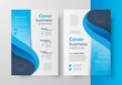 Flyer Blue curves waves brochure design template business cover