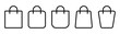 Shopping bag icon set. Outline bag symbol. Shopping illustration. Package icon in line. Shop bag in outline. Stock vector illustration.