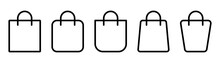 Shopping Bag Icon Set. Outline Bag Symbol. Shopping Illustration. Package Icon In Line. Shop Bag In Outline. Stock Vector Illustration.