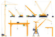 © Vikivector - Truck crane industrial vehicle collection vector engineering building elevate freight with hook