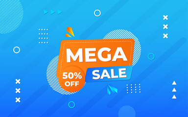 Wall Mural - mega sale banner with editable text effect.