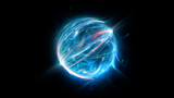 Fototapeta  - Blue glowing plasma ball lightning abstract background