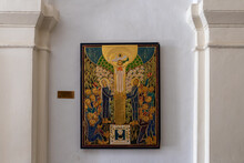 A Painting With A Religious Theme Hanging On The Wall In The Lobby Of The Austrian Hospice In The Old City Of Jerusalem In Israel