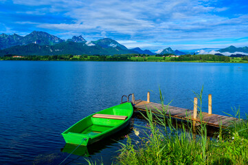 Naklejka na meble Lake Hopfensee near Fuessen - View of Allgaeu Alps, Bavaria, Germany - paradise travel destination