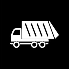 Sticker - Garbage truck icon isolated on black background