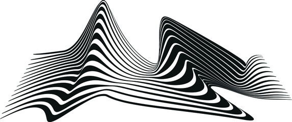 Fototapete - Optical illusion distorted wave. Abstract horizontal stripes vector design. Surreal pattern.