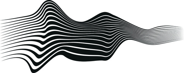 Fototapete - Optical illusion distorted wave. Abstract horizontal stripes vector design. Surreal pattern.
