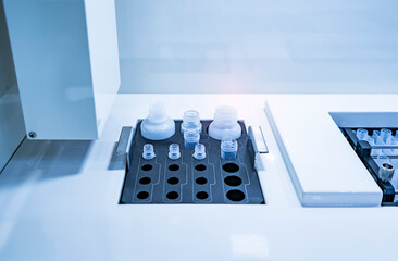 Wall Mural - robot arm with test tube for biological experiments in laboratory