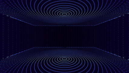 Fototapete - abstract technology background. computer matrix. futuristic cyber blue background of points. 3d rend