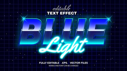 Poster - 3d editable text effect blue light theme premium vector