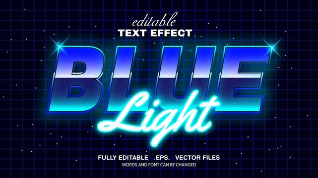 3d editable text effect blue light theme premium vector