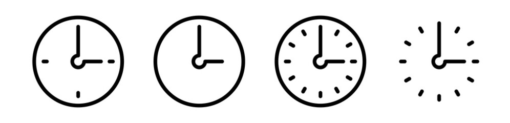 Aufkleber - Vector Time and Clock icons set.Clocks icon collection design. Horizontal set of analog clock icon symbol .Circle arrow icon.Vector illustration