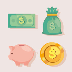 Sticker - four economy and finances icons