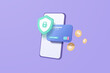 © Vector Stock Pro - 3D credit card money financial security for online shopping, online payment credit card with payment protection concept. 3d vector render for business finance, shopping with mobile security concept