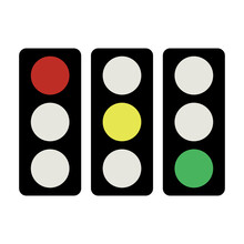 Set Of Red, Yellow And Green Traffic Light Icons. Vectors.