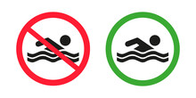 Bathing. Bathing Is Prohibited. Bathing Is Allowed. Vector Image.