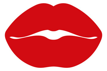 Poster - Woman lips shape. Hot girl symbol. Red lipstick mark