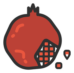 Sticker - Pomegranate icon. Red ripe fresh fruit cut