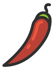 Sticker - Pepper icon. Red hot chili. Spicy cooking ingridient