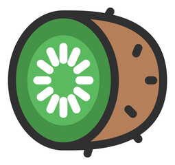 Sticker - Kiwi icon. Fresh green juicy fruit cut in half