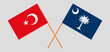 Crossed flags of Turkey and The State of South Carolina. Official colors. Correct proportion