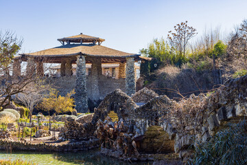Wall Mural - Sunny view of the stone building in Japanese Tea Garden