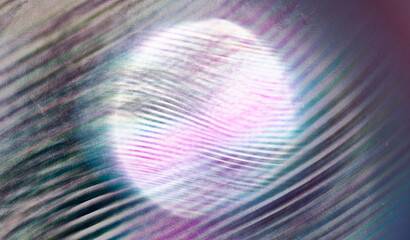 Poster - abstract composition оf glowing ball shining through a striped background, blurred image, 3d rendering