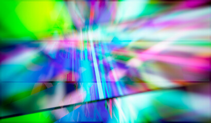 Poster - abstract composition of multi-colored rays and light reflections, 3d rendering, blurred image