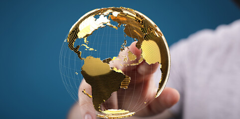 Poster - World map with satellite data connections. Connectivity across the world