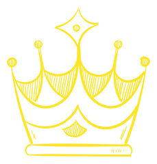 Sticker - Golden crown in hand drawn style. Winner symbol