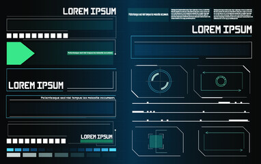 Poster - Callouts titles. Callout bar labels, information call box bars and modern digital info boxes layout templates. Digital callouts titles  HUD, UI, GUI futuristic user interface