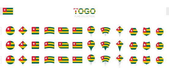 Wall Mural - Large collection of Togo flags of various shapes and effects.