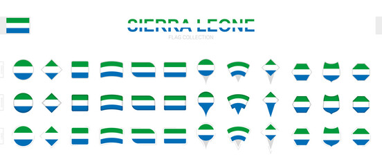 Wall Mural - Large collection of Sierra Leone flags of various shapes and effects.