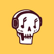 Retro skull head with earphone. illustration for t shirt, poster, logo, sticker, or apparel merchandise.