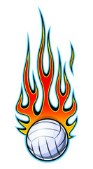 Canvas Print - Vector illustration of volleyball ball with classic flame.