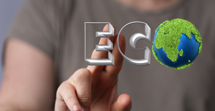 ECOLOGY word made with green grass, white background