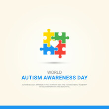 Puzzle And Love,  World Autism Awareness Day Creative Design For Poster, Banner Vector Illustration 08 