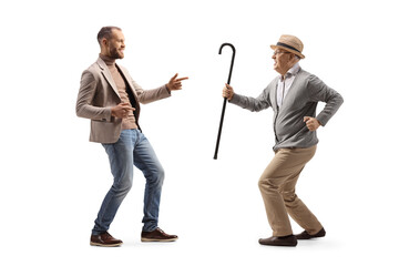 Sticker - Young man and a elderly man dancing