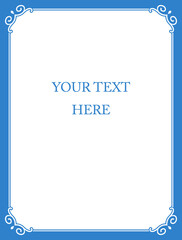 Wall Mural - blue border frame page. vector background. simple rectangular billboard, plaque, signboard or label