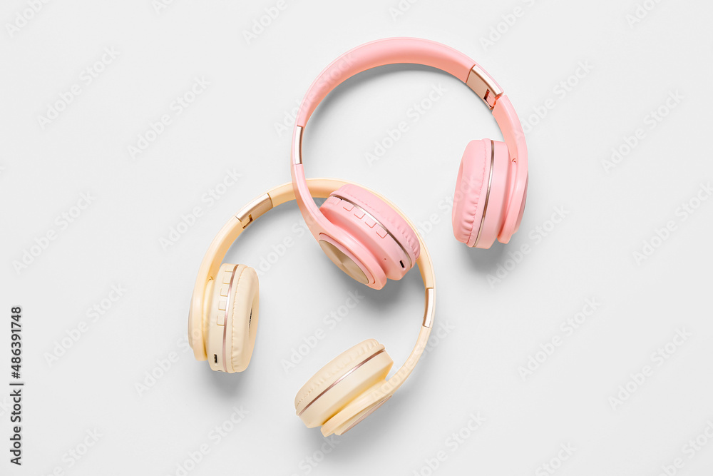 Modern headphones isolated on white background