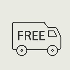 Wall Mural - Free delivery truck vector icon illustration sign