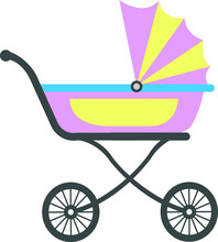 Vector Of A Colorful Baby Carriage
