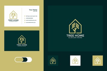 Sticker - tree home logo design template