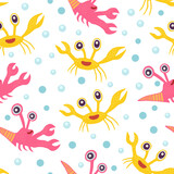 Fototapeta Motyle - Cute seamless pattern with crabs.Cartoon doodle print with happy sea creatures for children and nursery textile and decor.