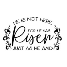 He Is Not Here For He Has Risen Just As He Said Inspirational Quotes, Motivational Positive Quotes, Silhouette Arts Lettering Design
