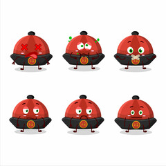 Sticker - Red chinese traditional hat cartoon character with nope expression