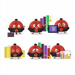 Sticker - Red chinese traditional hat character designs as a trader investment mascot