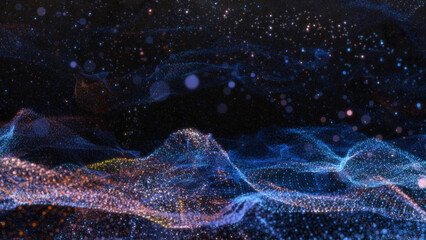 Poster - Abstract particle waves with depth of field effect