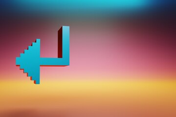 Poster - Pixel icon Arrow Enter  . Beautiful Blue Arrow Enter  icons symbol on multicolor bright background. 3d rendering illustration. Background pattern for design.