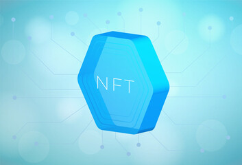 Aufkleber - NFT - non-fungible tokens concept illustration. NFT based in blockchain technology isometric 3d vector icon